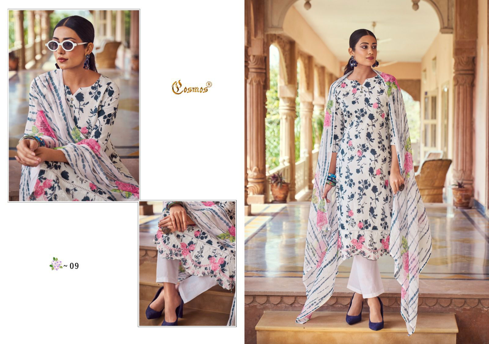 Cosmos Noor Printkari Cambric Cotton Suits Suppliers In India